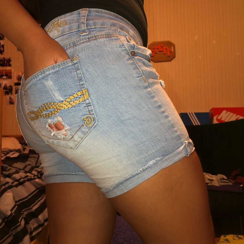 Mid rise jean shorts